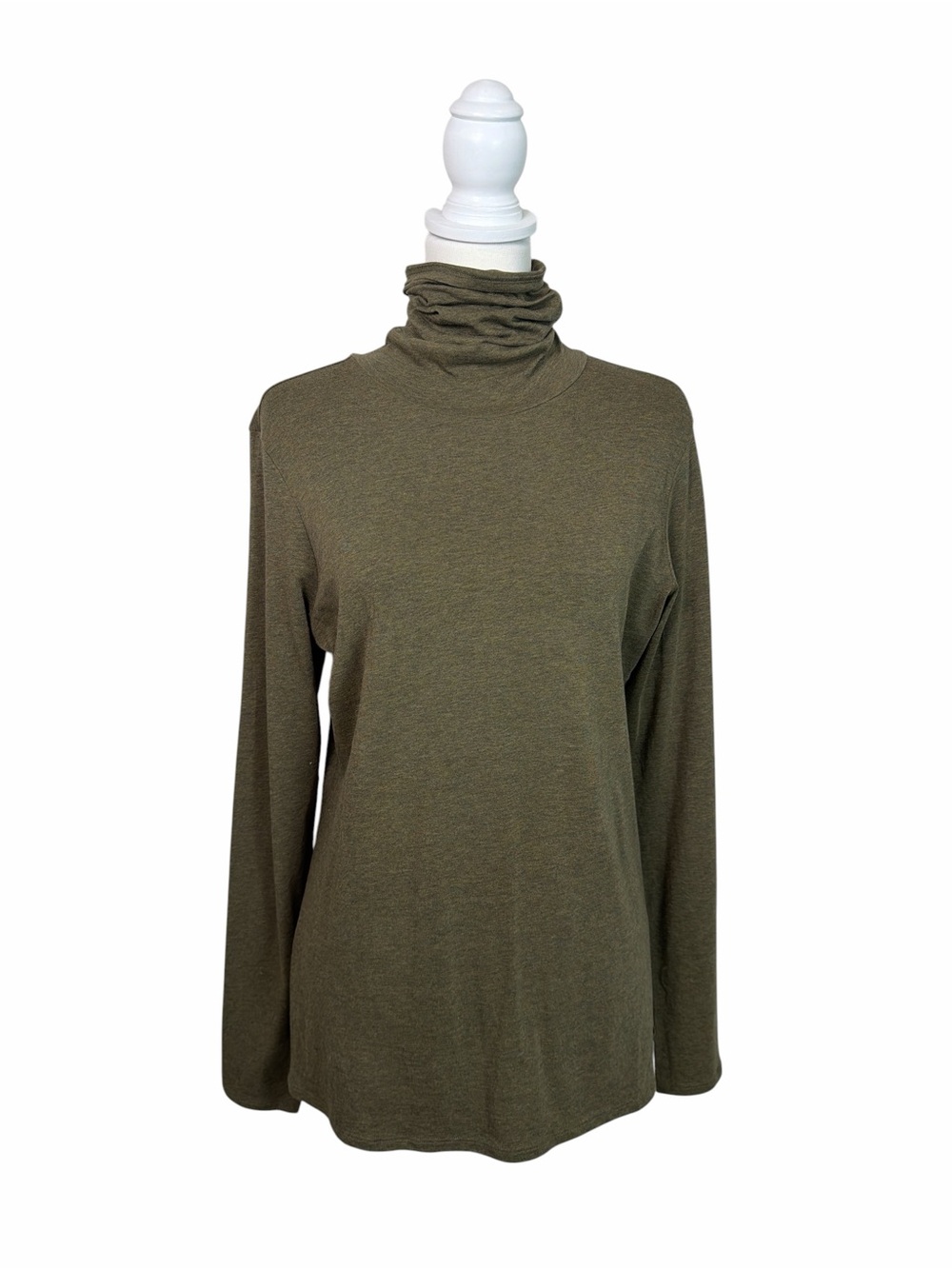 Peruvian Connection Women’s Large Pima Cotton Turtleneck Top Olive Green